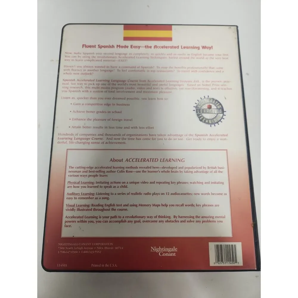Nightingale Conant Accelerated Learning Spanish Course Complete 12 Cassette VHS